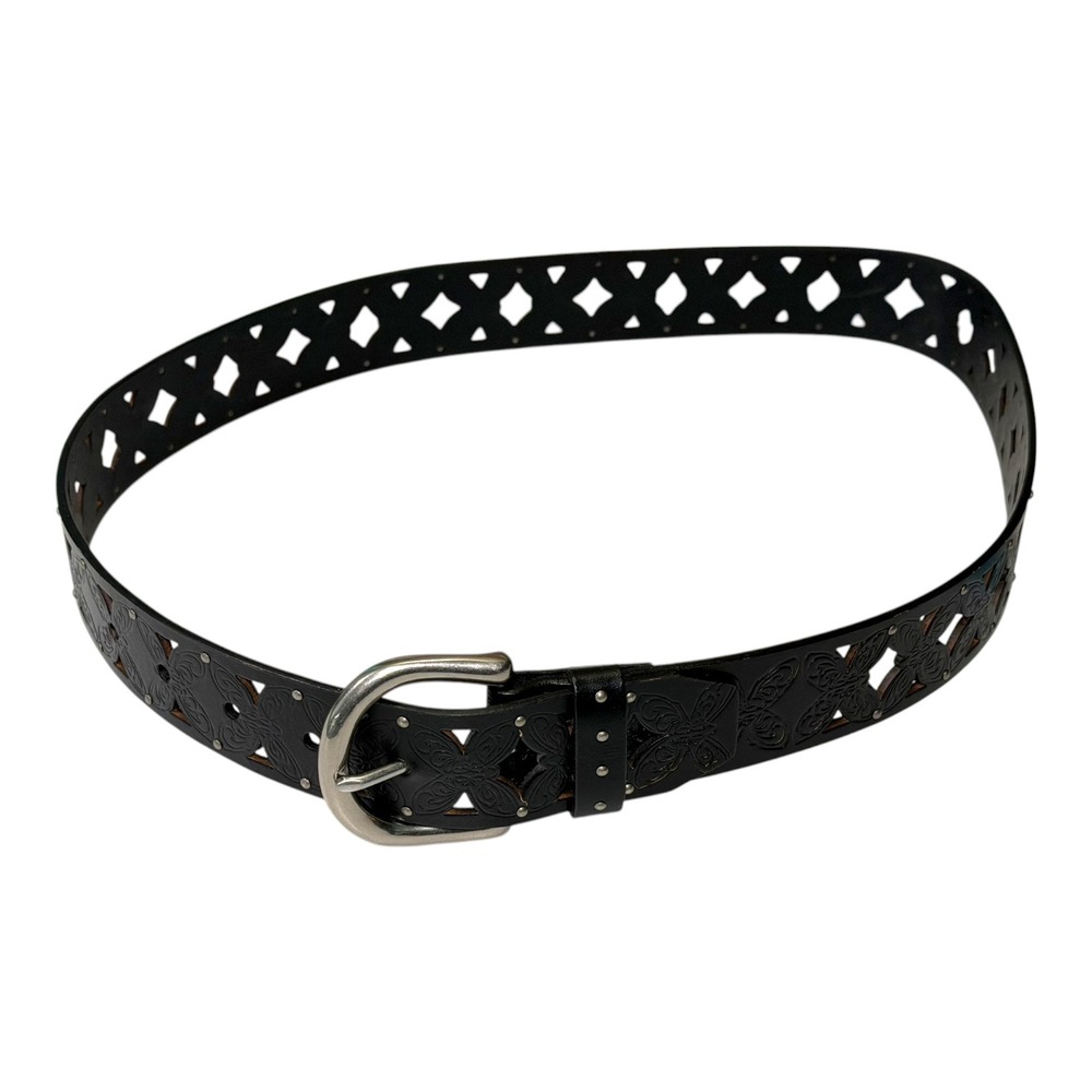 M‎ Black Belt Butterfly Cutout Embossed Studded Western Boho Whimsigoth Y2K